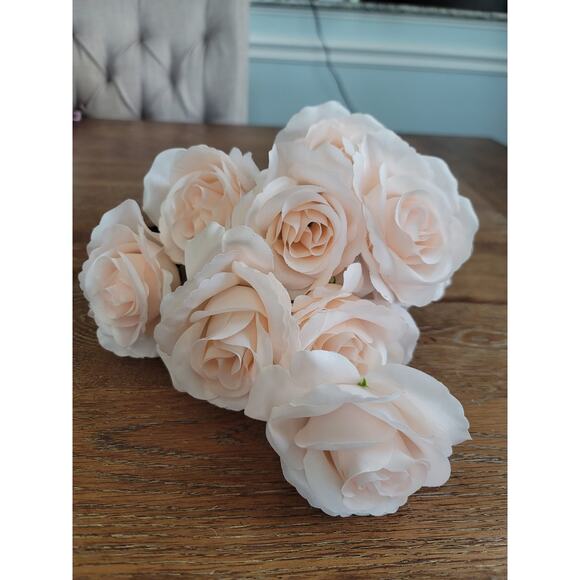 Blush-colored Artificial Rose Bush Bouquet 17"H - Picture 2 of 7